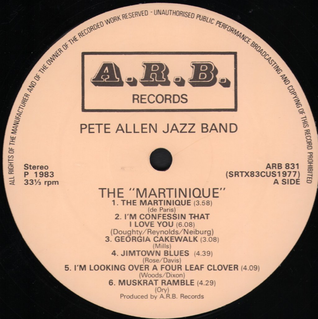 Pete Allen Jazz Band - Martinique - Lp