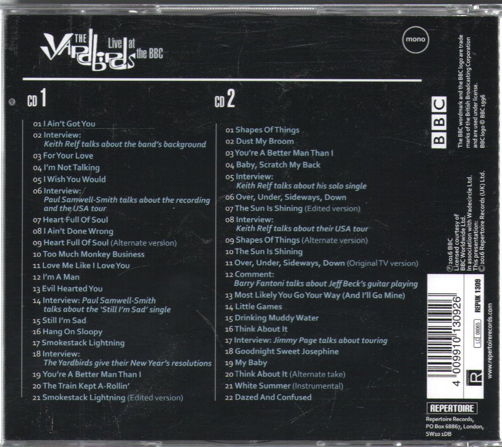 Yardbirds - Live At The BBC - Double Cd