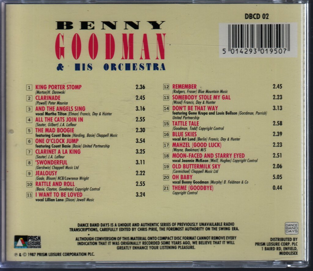 Benny Goodman And His Orchestra - King Porter Stomp - Cd