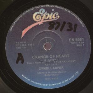 Cyndi Lauper - Change Of Heart - 7 Inch