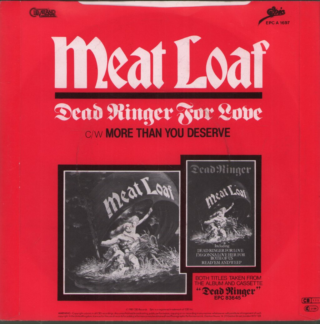 Meat Loaf - Dead Ringer For Love - 7 Inch
