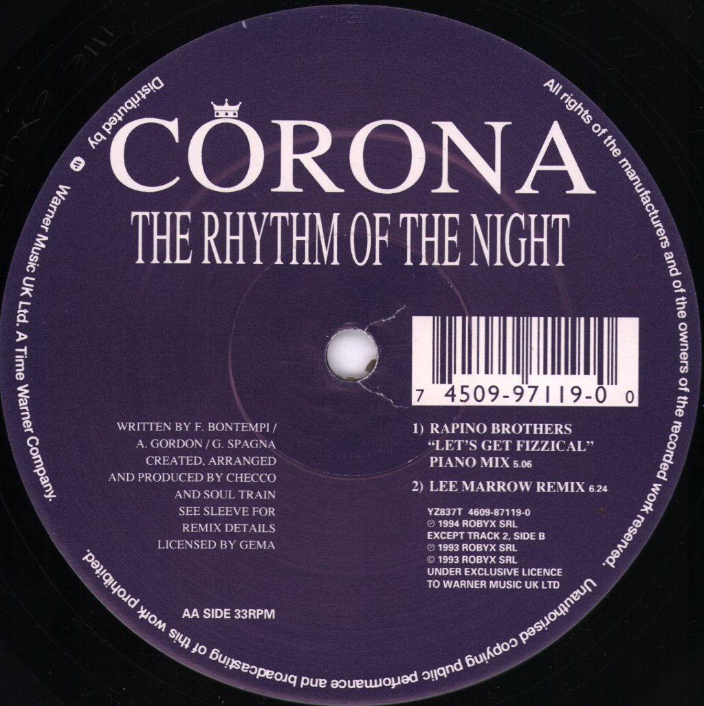 Corona - Rhythm Of The Night - 12 Inch