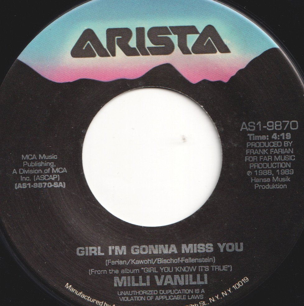 Milli Vanilli - Girl I'm Gonna Miss You - 7 Inch