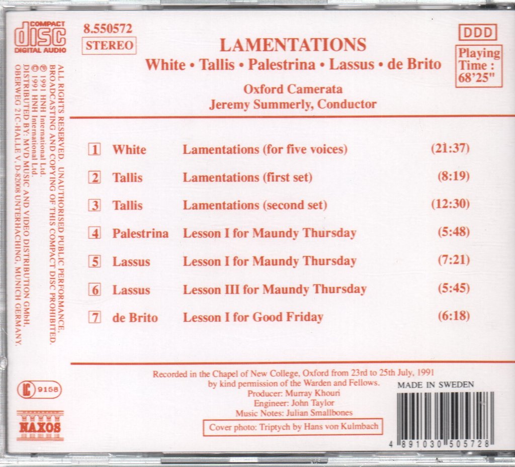 Oxford Camerata - Lamentations - Cd