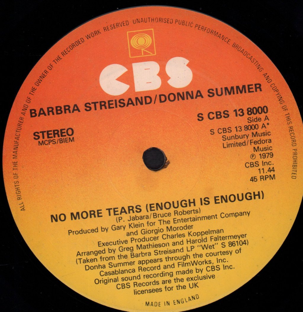 Barbra Streisand And Donna Summer - No More Tears - 12 Inch