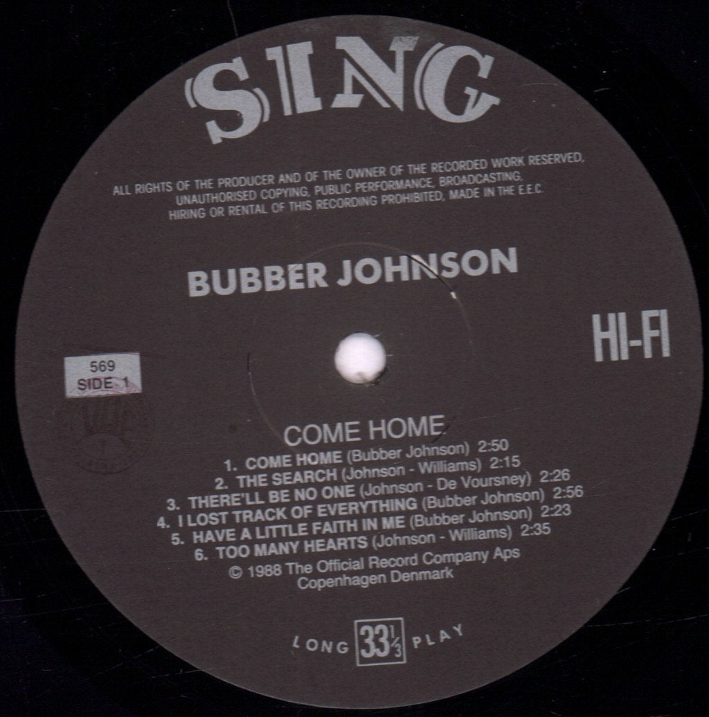 Bubber Johnson - Come Home - Lp