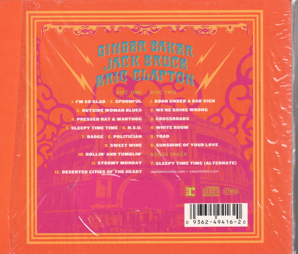 Cream - Royal Albert Hall, London, May 2005 - Double Cd