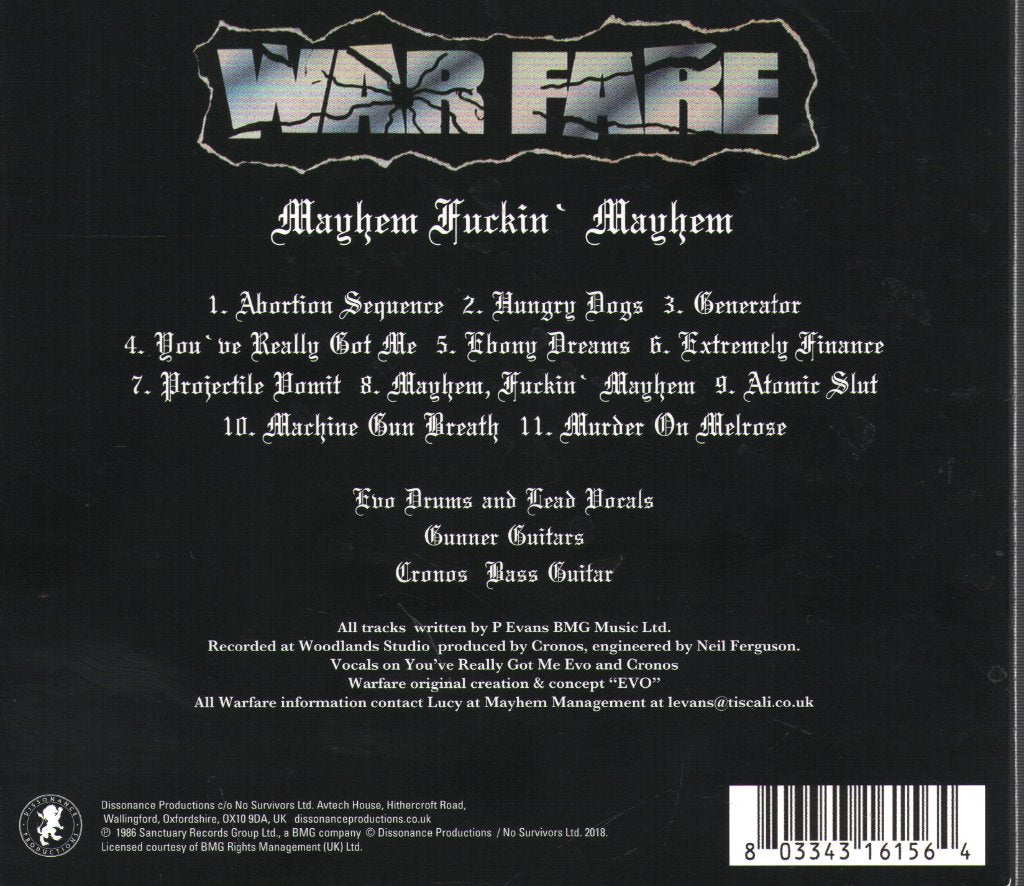 Warfare - Mayhem Fuckin' Mayhem (Hardcore 87) - Cd