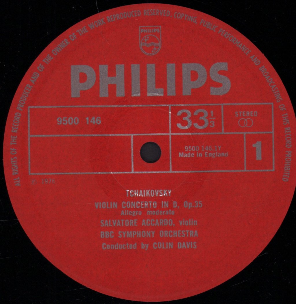 Salvatore Accardo / BBC Symphony Orchestra / Colin Davis - Tchaikovsky Complete Works For Violin And Orchestra - Lp