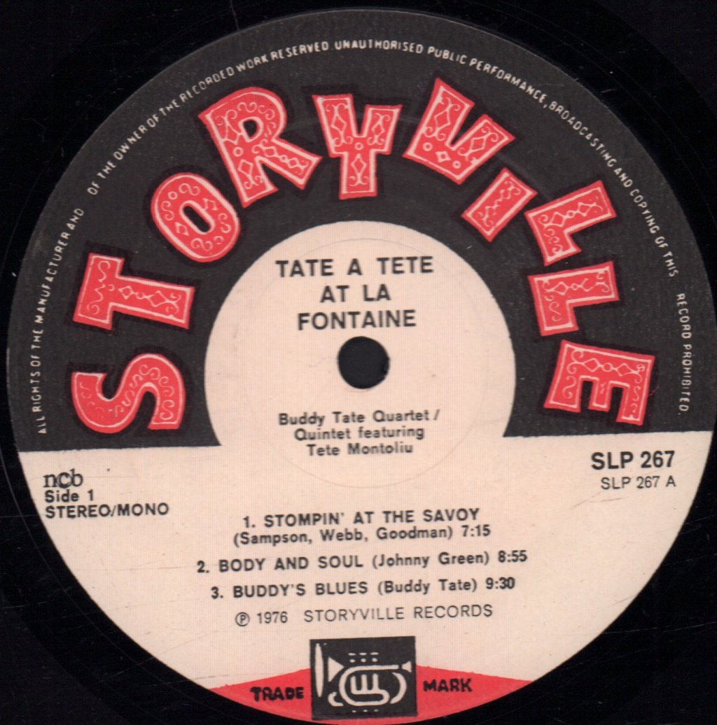 Buddy Tate Quartet & Quintet Featuring Tete Montoliu - Tate A Tete At La Fontaine - Lp