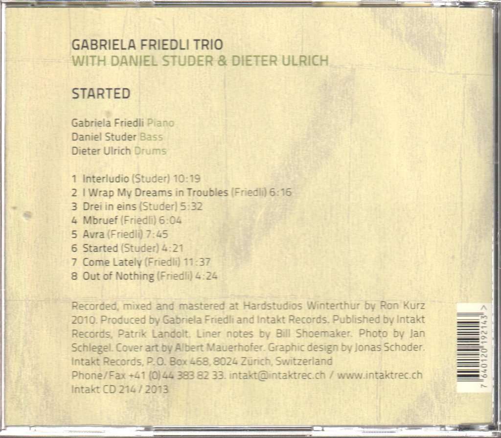 Gabriela Friedli Trio - Started - Cd