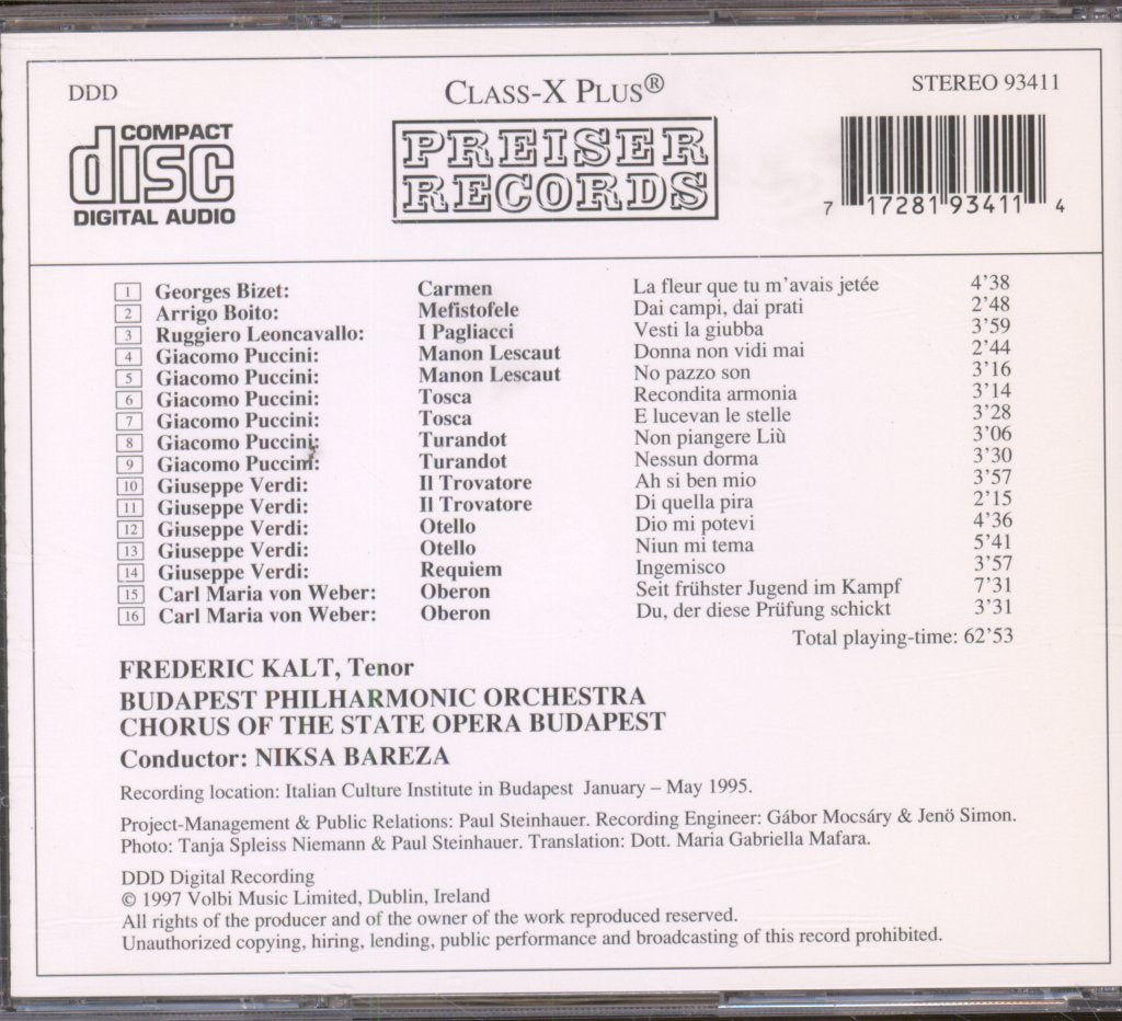 Frederic Kalt - Tenor - Cd