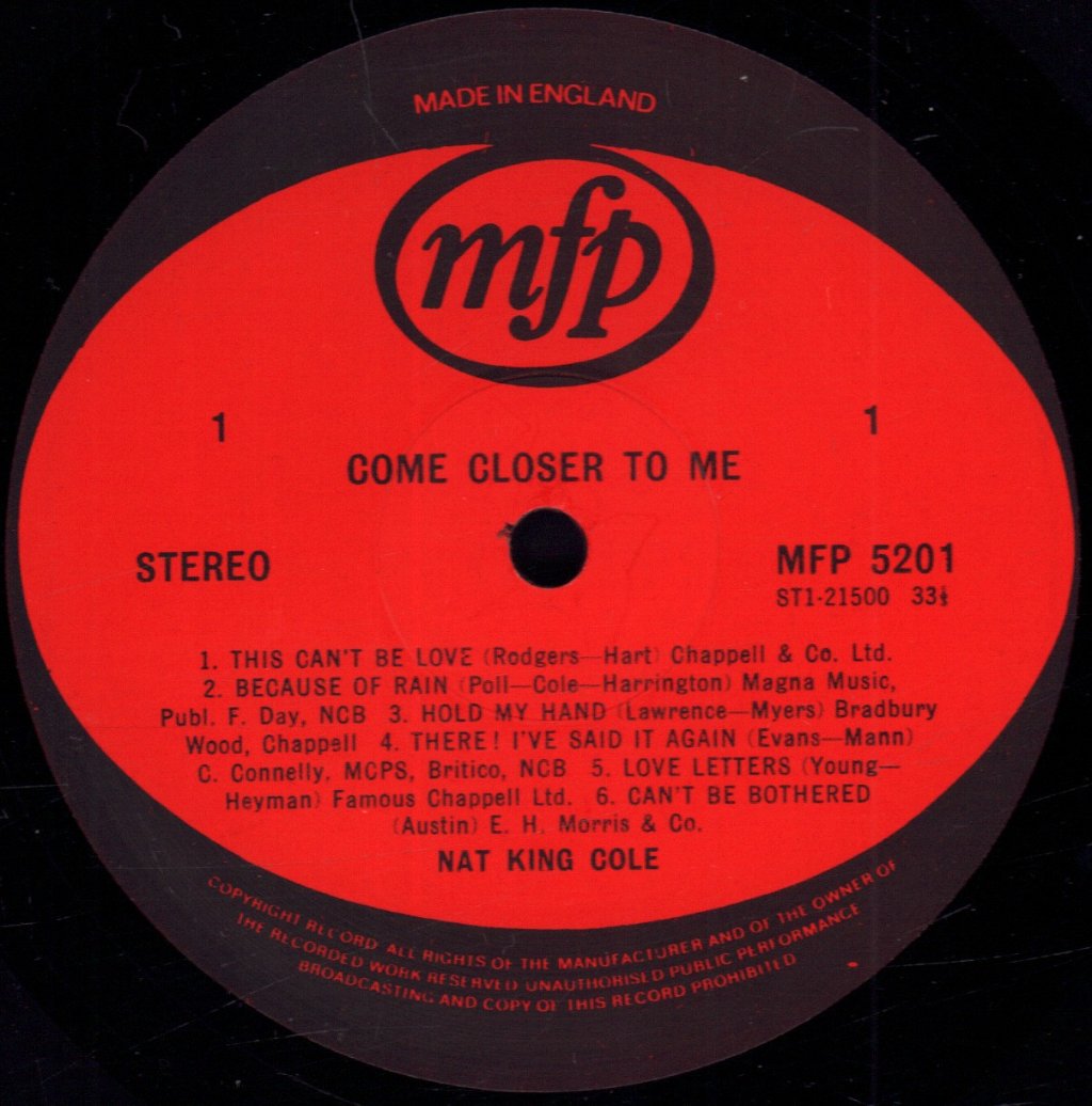 Nat King Cole - Come Closer To Me - Lp