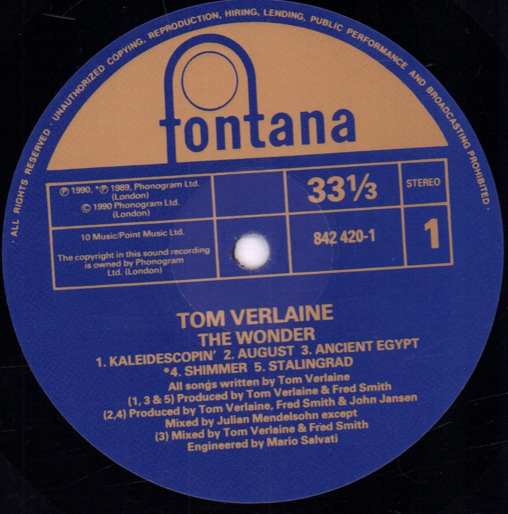 Tom Verlaine - Wonder - Lp
