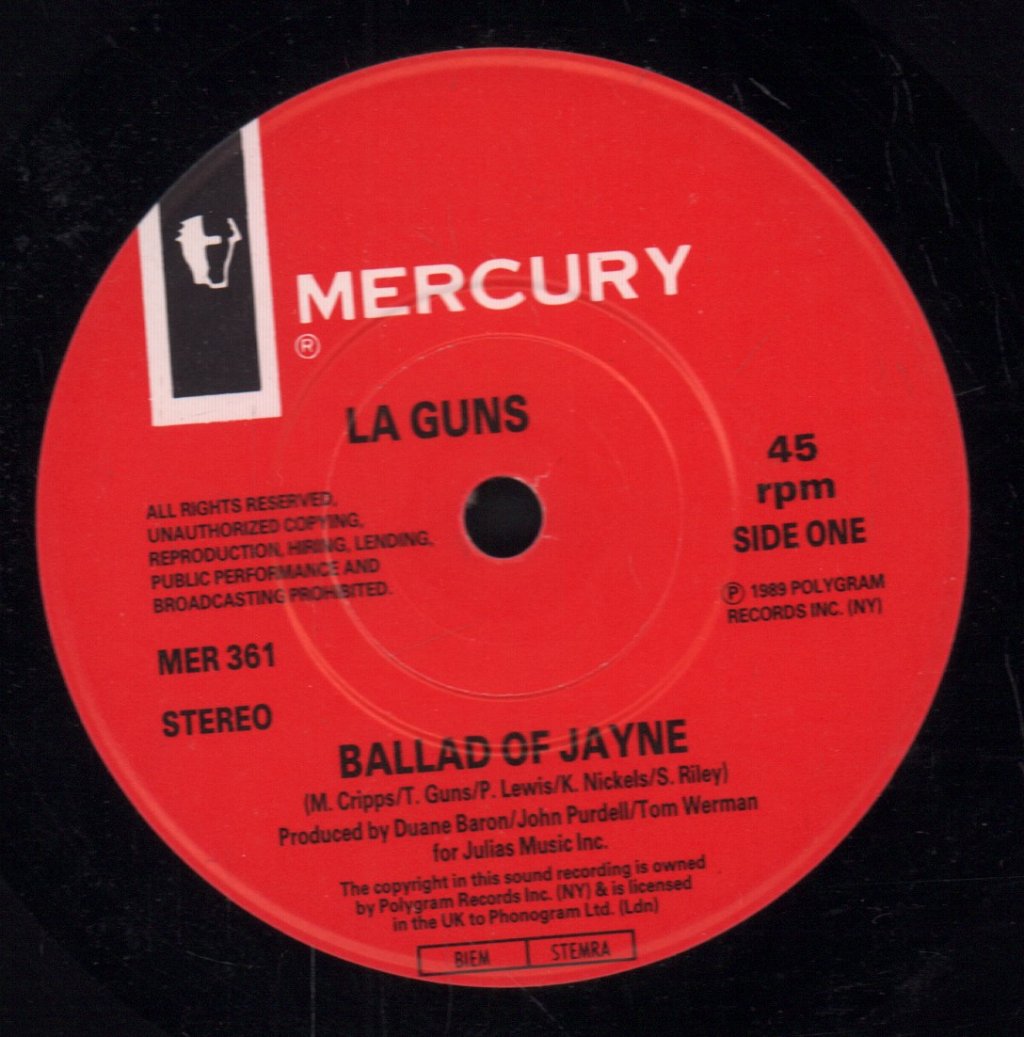 LA Guns - Ballad Of Jayne - 7 Inch