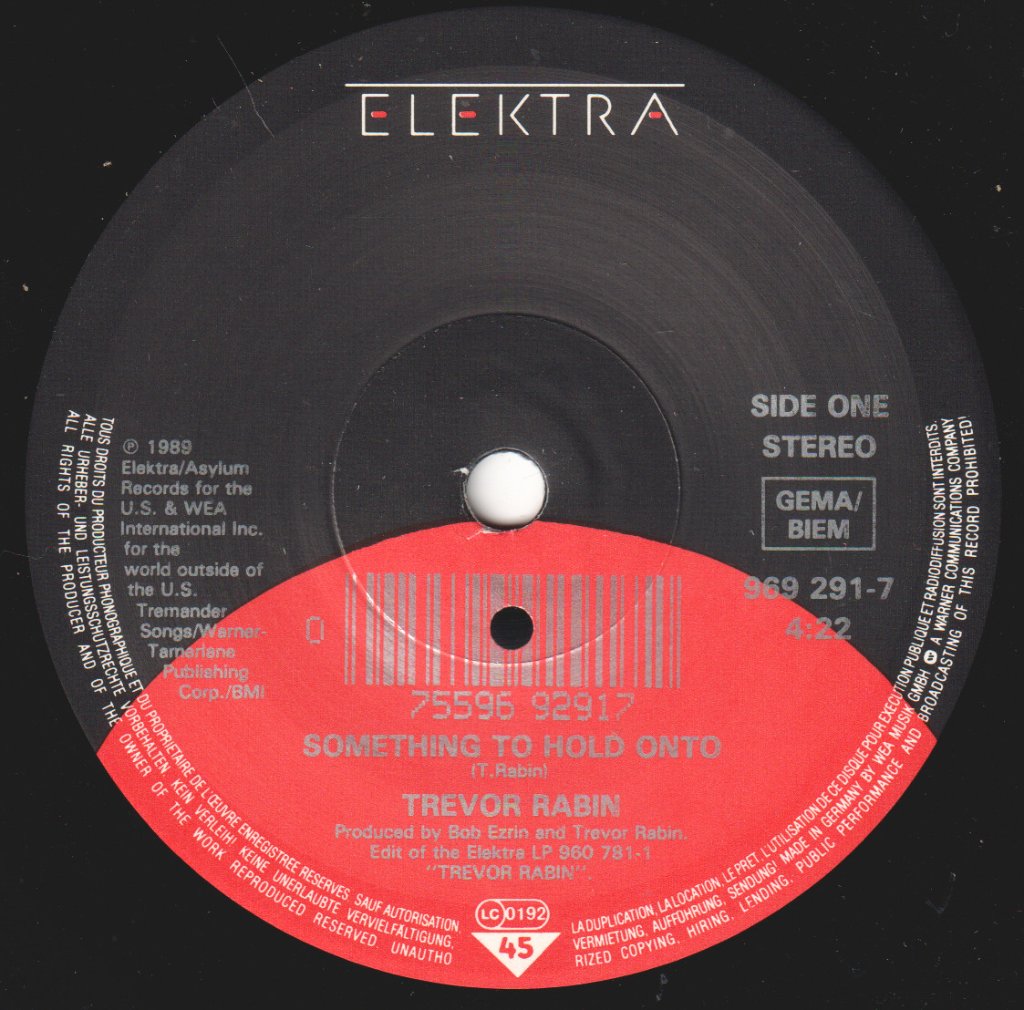 Trevor Rabin - Something To Hold On To - 7 Inch