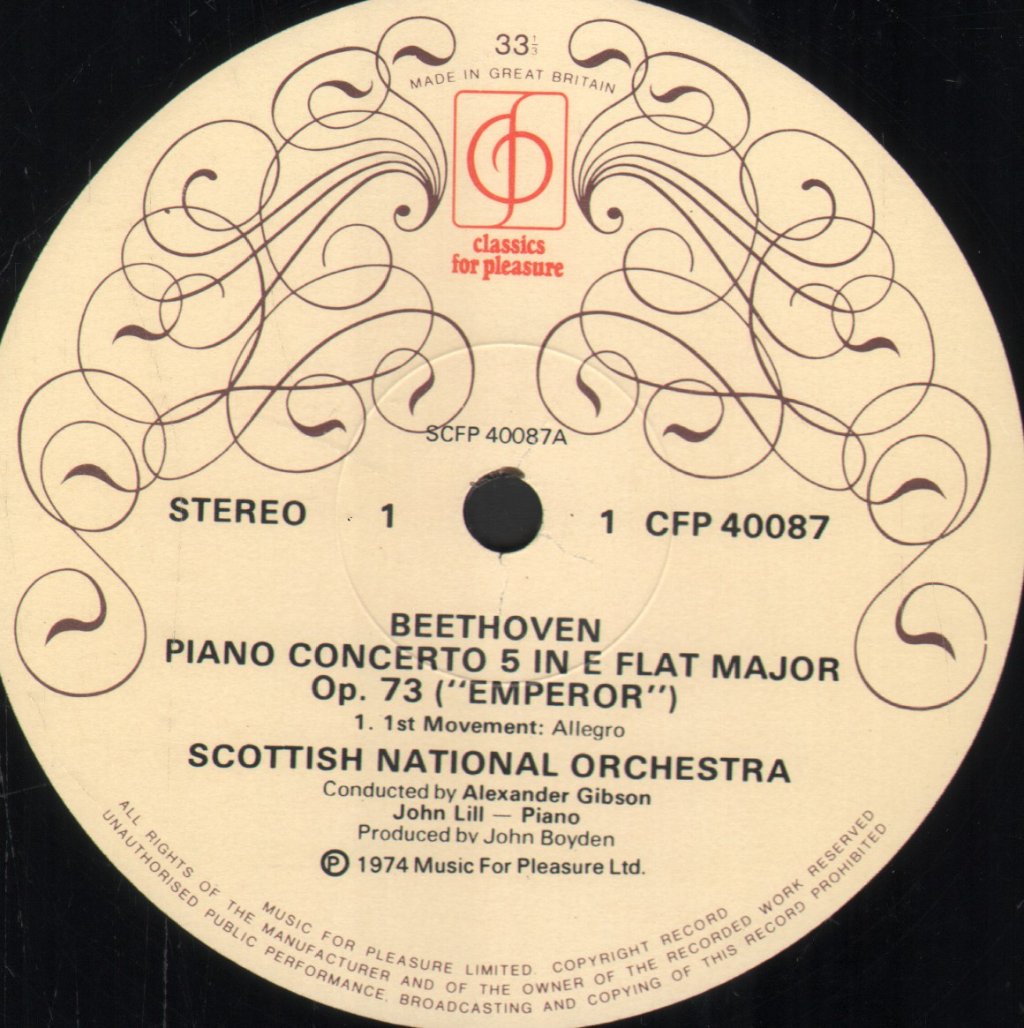John Lill / Alexander Gibson / Scottish National Orchestra - Beethoven - Piano Concerto No.5 - Lp