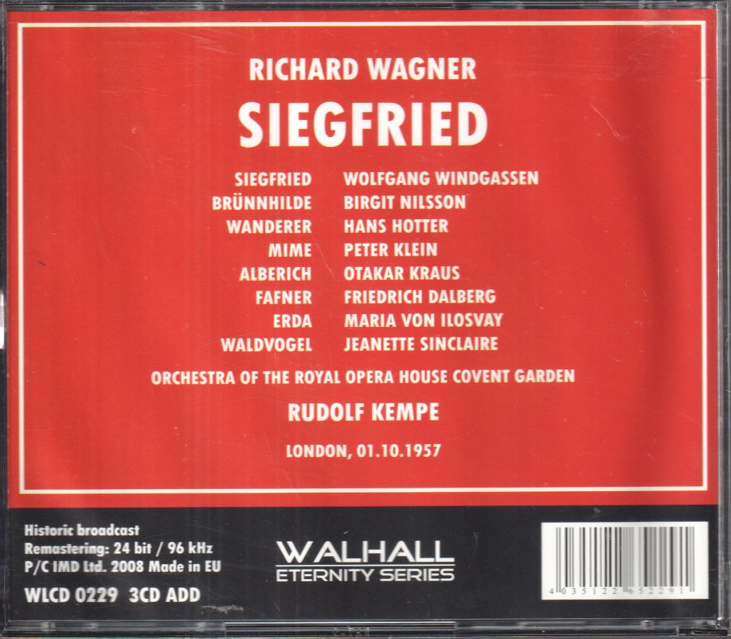 Orchestrra Of The Royal Opera House Covent Garden, Rudolfe Kemp - Wagner - Siegfried - Cd Set
