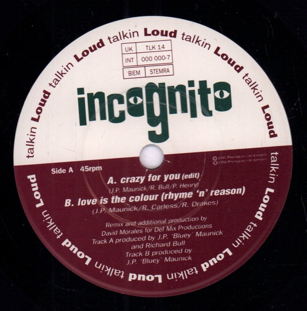 Incognito - Crazy For You - 7 Inch