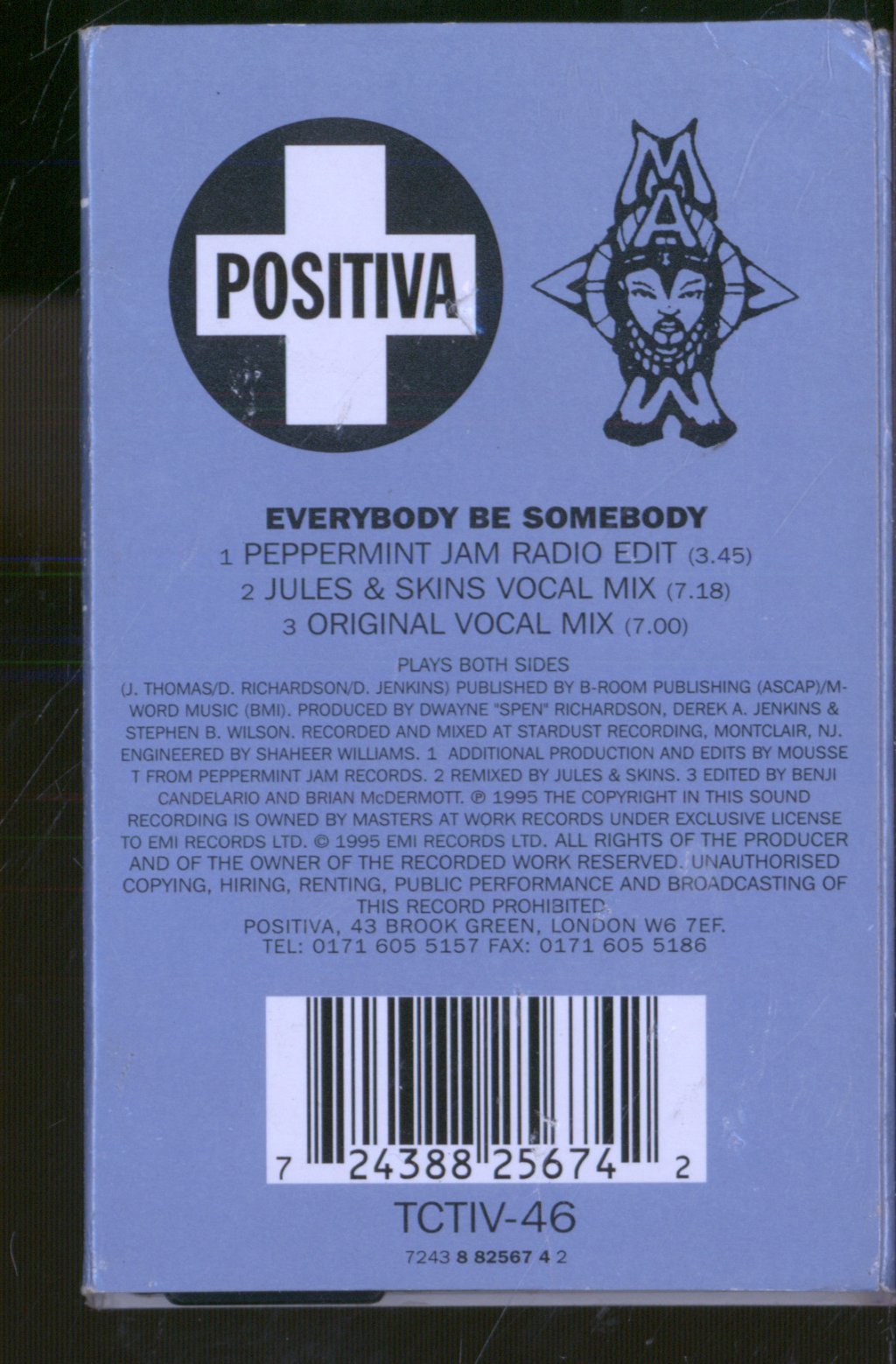 Ruffneck Featuring Yavahn - Everybody Be Somebody - Cassette