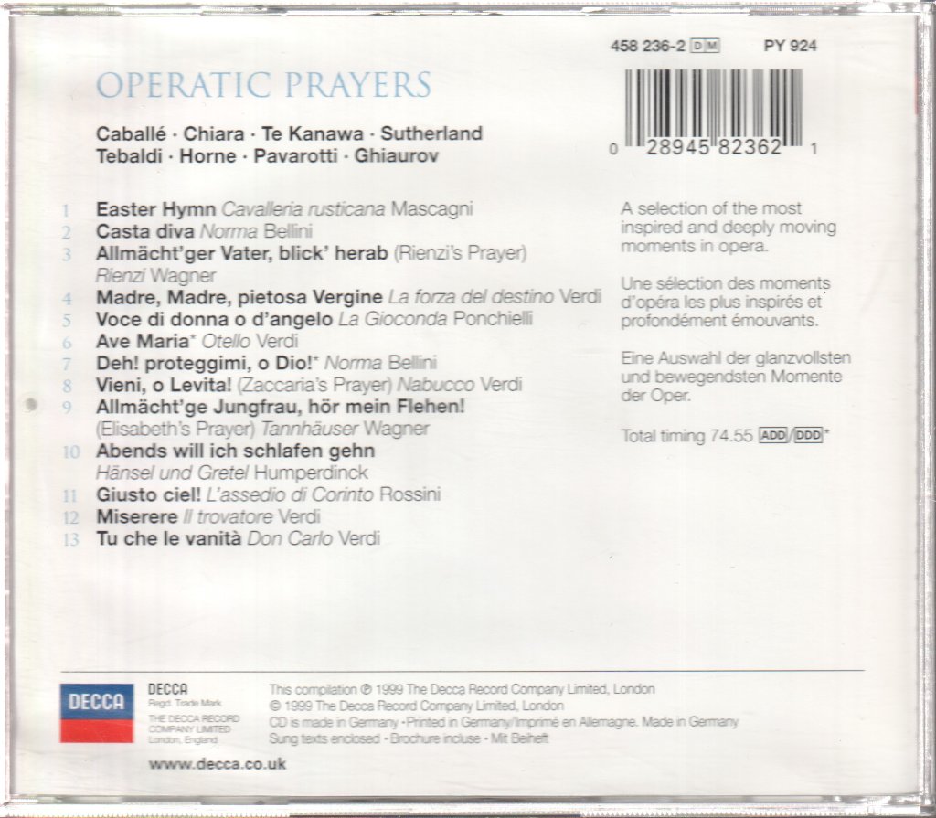 Various Artists - Operatic Prayers - Cd