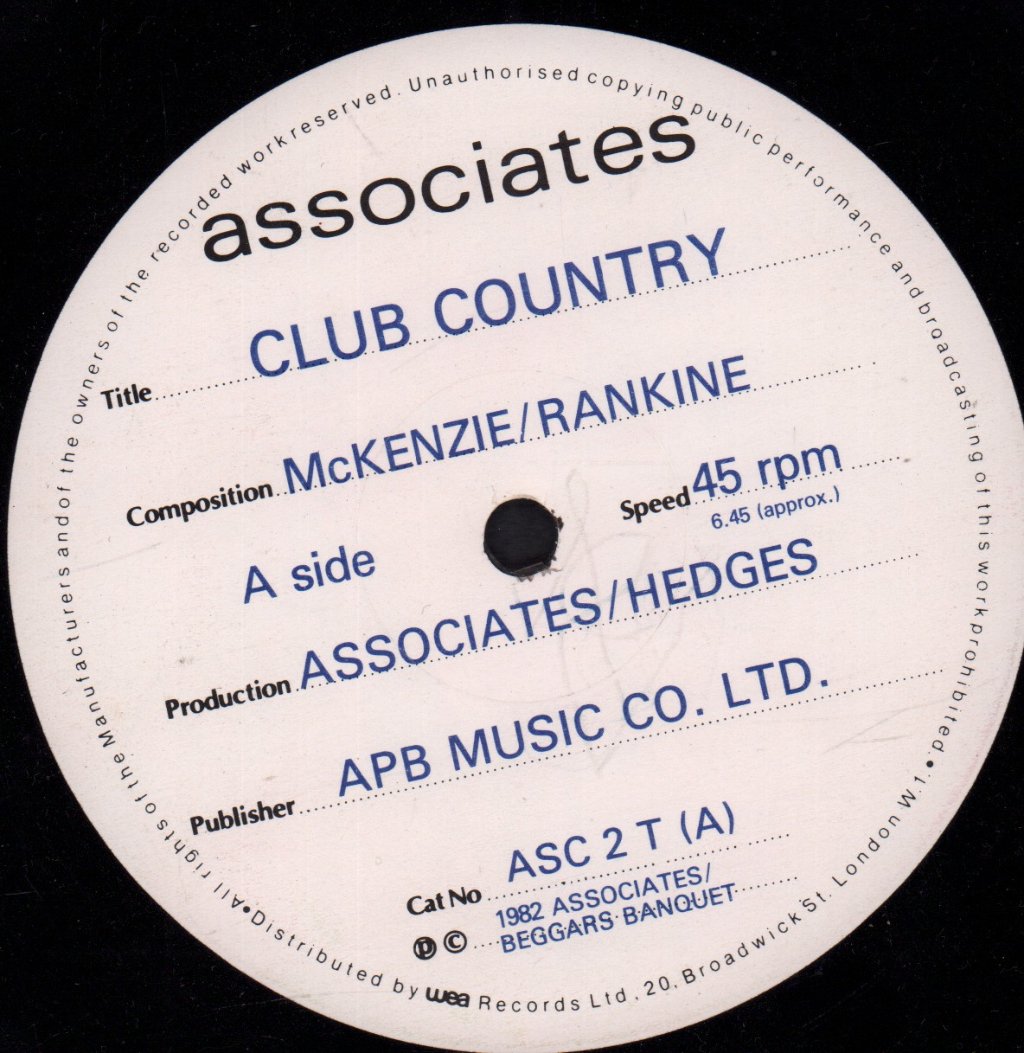 Associates - Club Country - 12 Inch