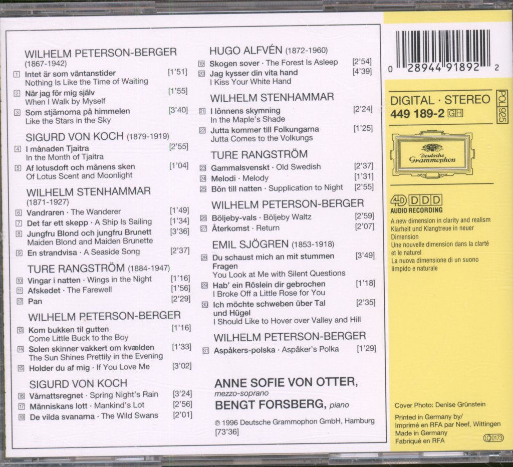 Anne Sofie Von Otter - Wings In The Night: Swedish Songs - Cd