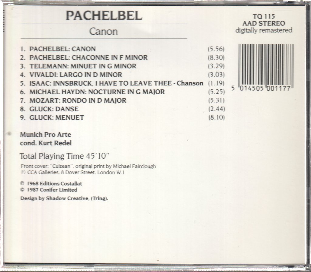 Munich Pro Arte, Karl Redel - Pachelbel Canon etc - Cd