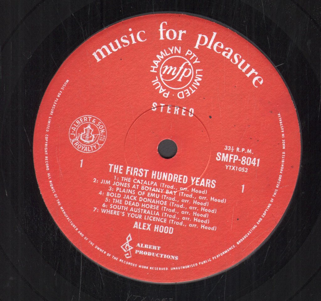 Alex Hood - Sings Of Australia's First Hundred Years - Lp