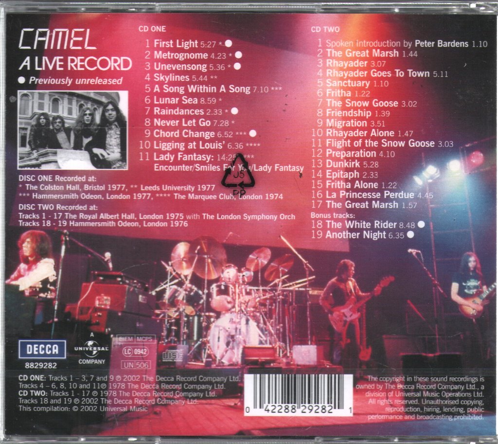Camel - A Live Record - Double Cd