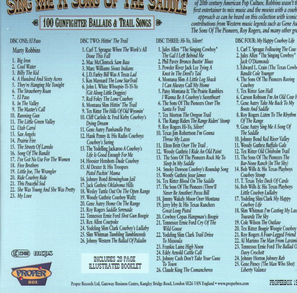 Various Artists - Sing Me A Song Of The Saddle - Cd Set