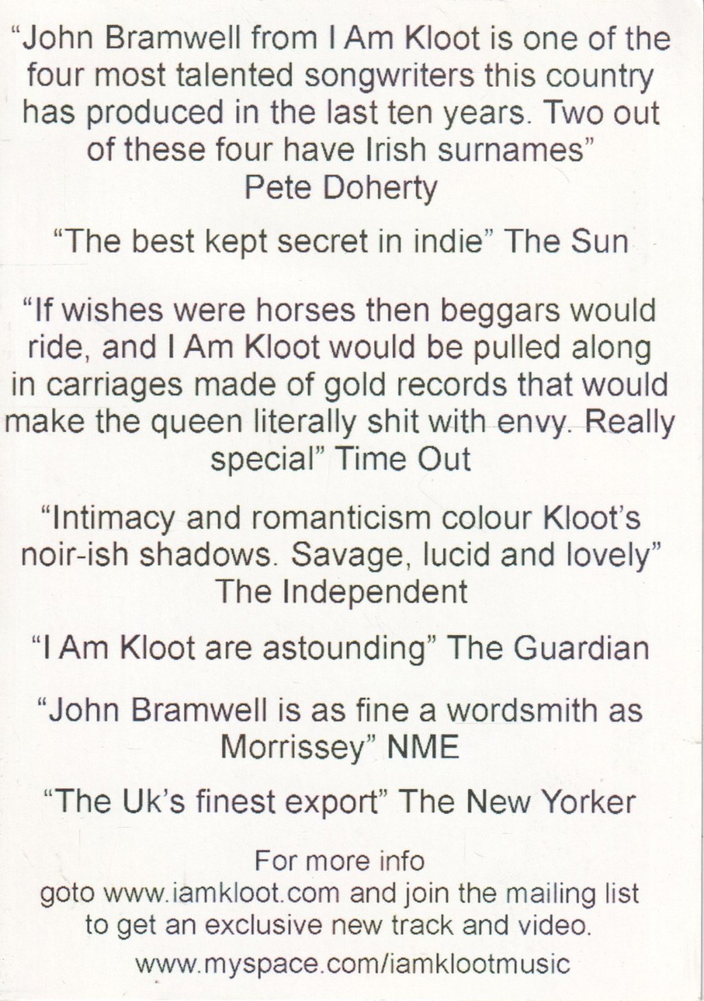 I Am Kloot - pyramid warrington 24th may 2007 - Flyer
