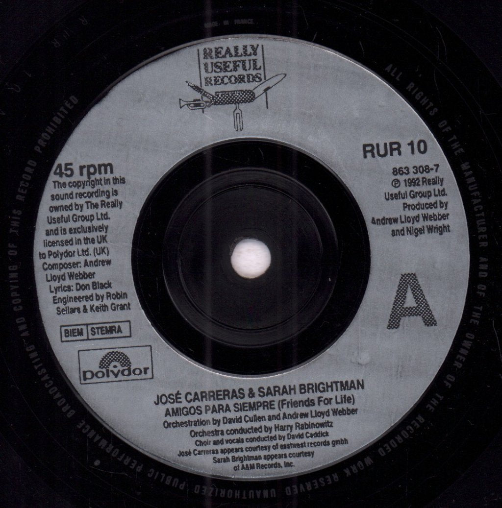 Jose Carreras And Sarah Brightman - Amigos Para Siempre - 7 Inch