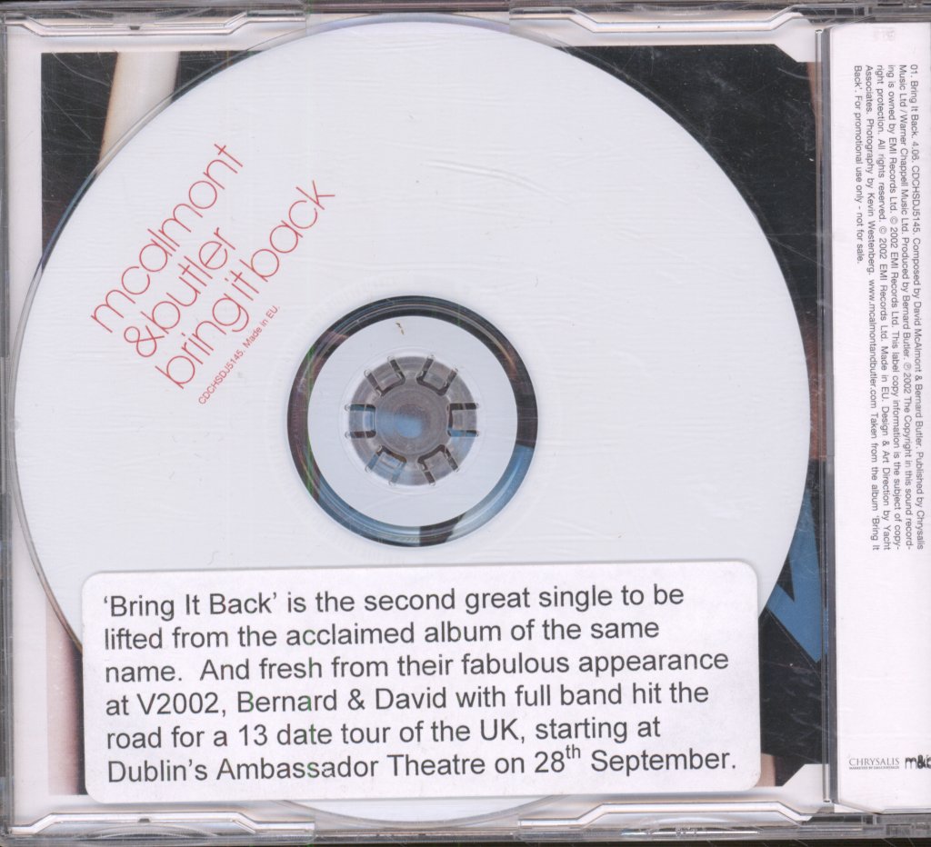 McAlmont & Butler - Bring It Back - Cd