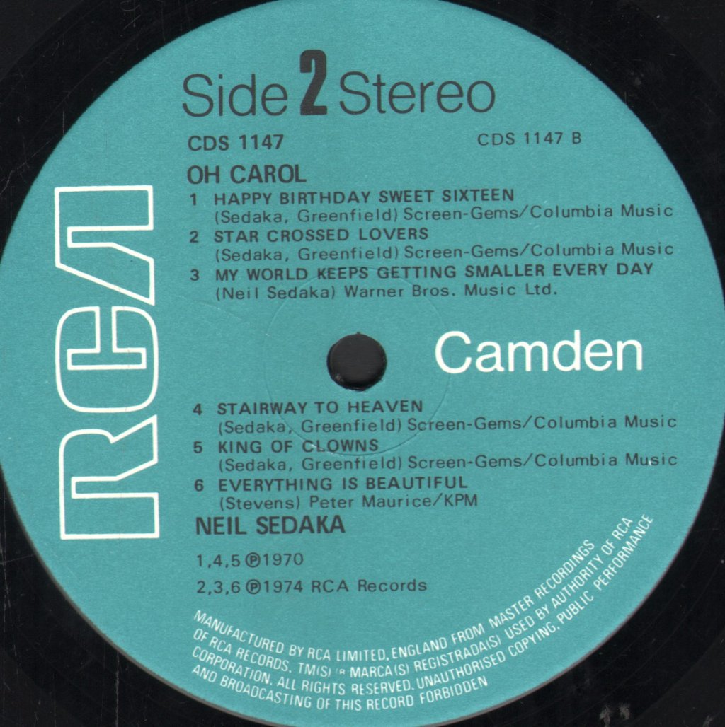 Neil Sedaka - Oh Carol - Lp