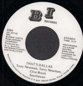 Tony Newman Terry Newman Clive Brock - That's Dallas - 7 Inch