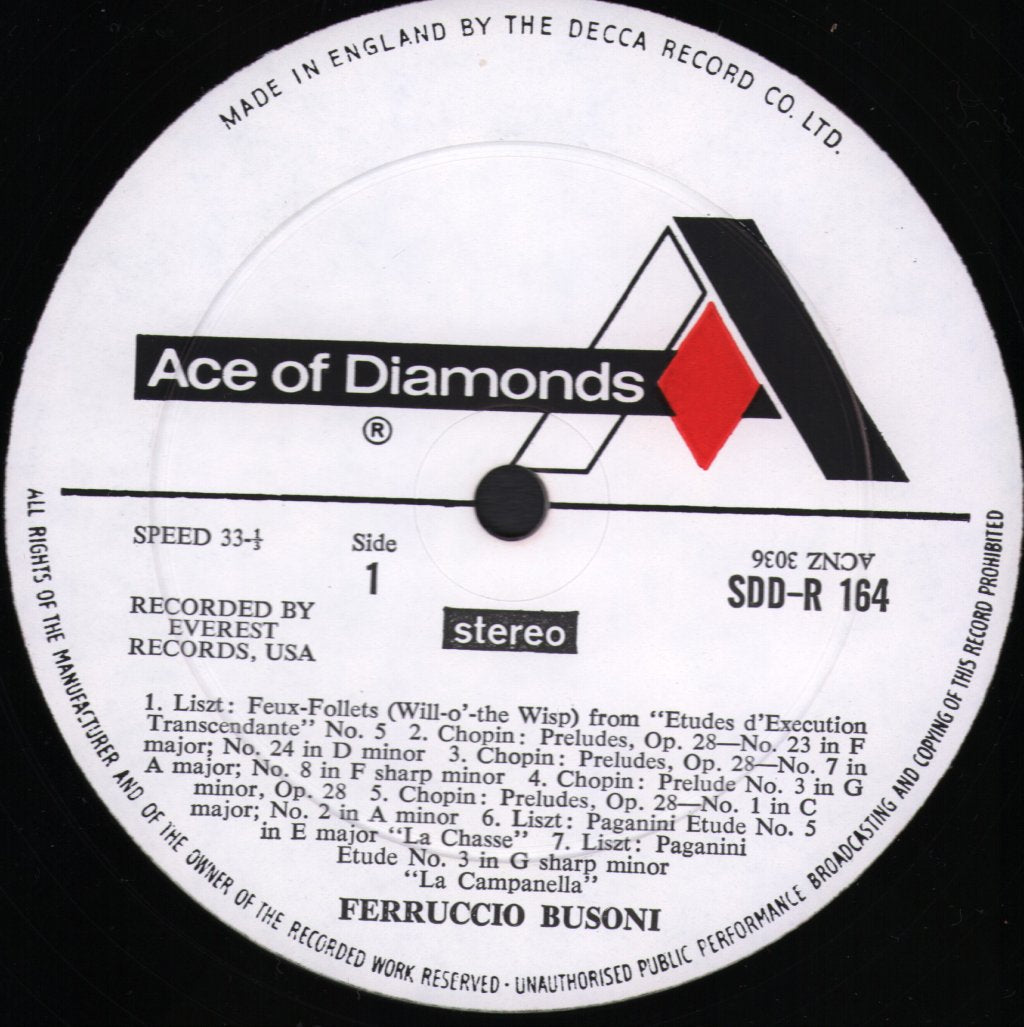 Ferruccio Busoni - Ferruccio Busoni Recital - Lp