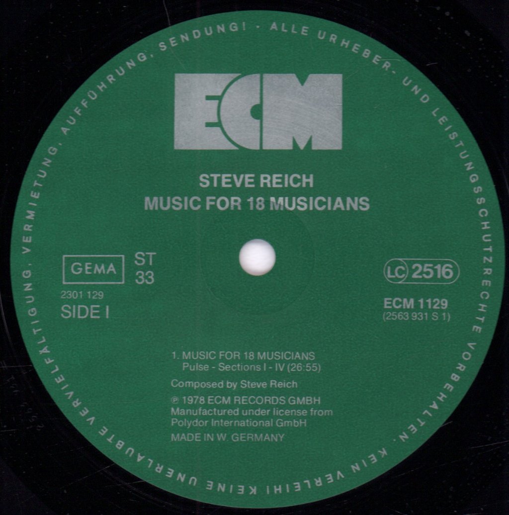 Steve Reich - Music For 18 Musicians - Lp
