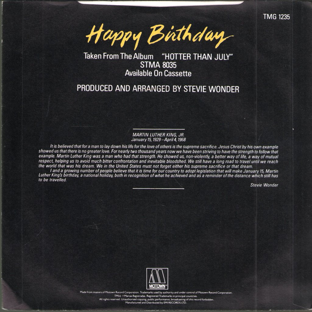 Stevie Wonder - Happy Birthday - 7 Inch