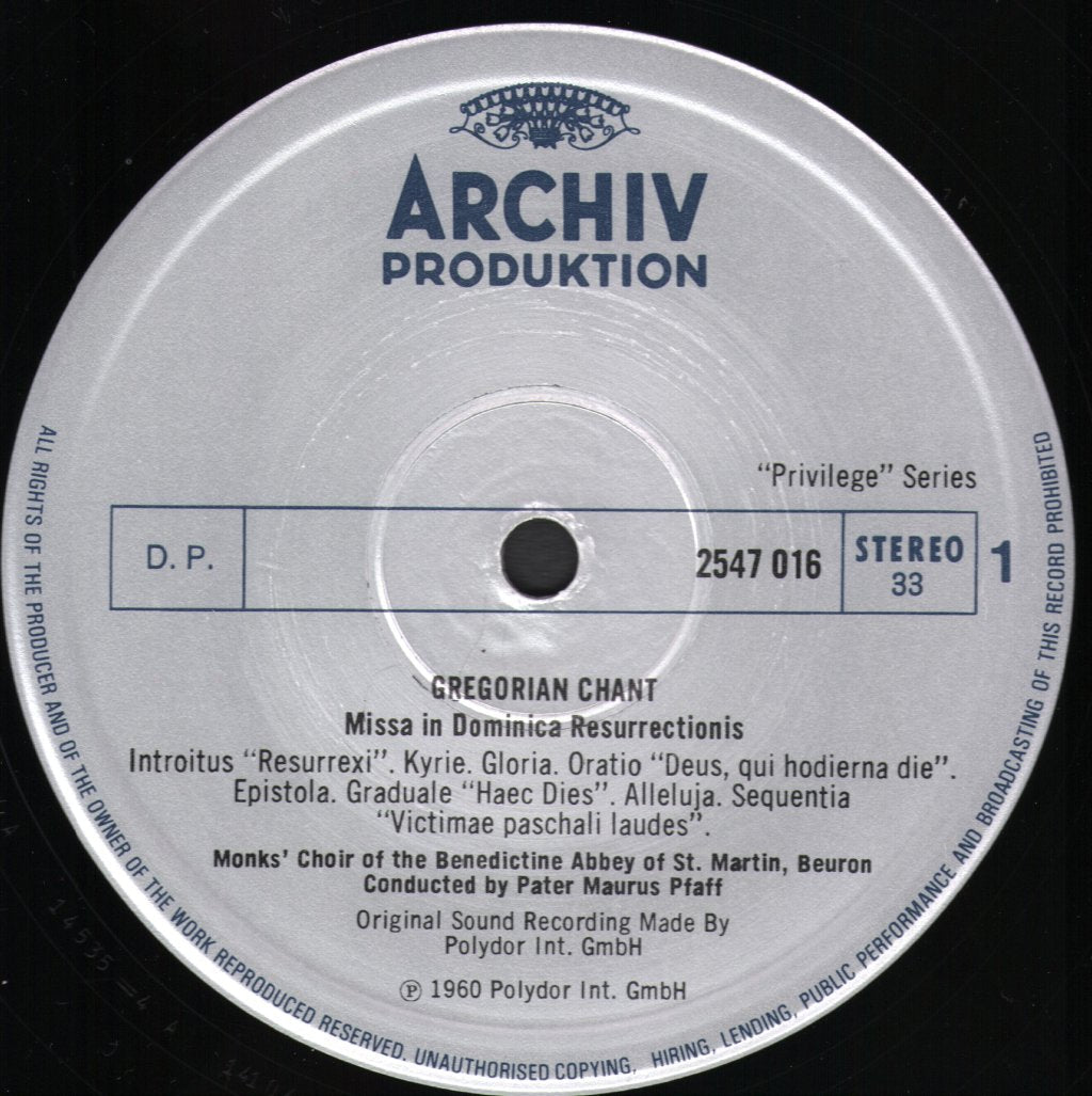 Monks' Choir of the Benedictine Abbey of St. Martin, Beuron - Gregorian Chant - Easter Sunday Mass - Lp