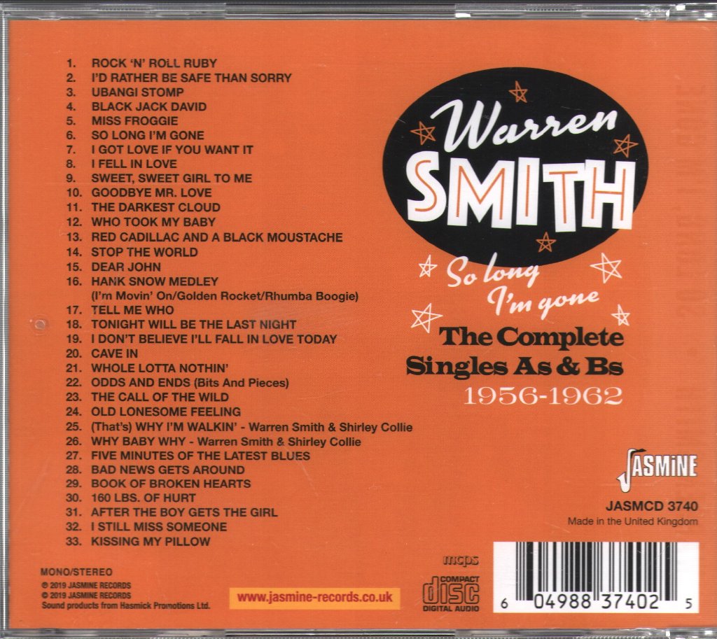 Warren Smith - So Long, I'm Gone: The Complete Singles As & Bs, 1956-1962 - Cd