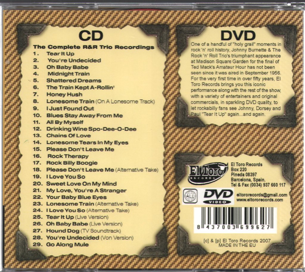 Johnny Burnette Trio - Shattered Dreams - The Rise And Fall Of The Johnny Burnette R&R Trio - Cd/Dvd
