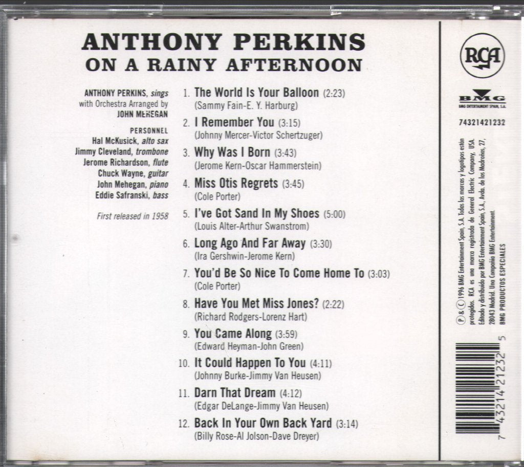 Anthony Perkins - On A Rainy Afternoon - Cd
