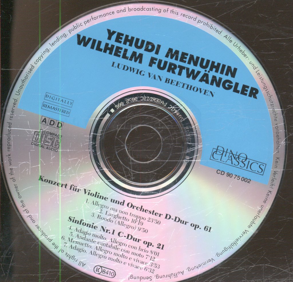 Yehudi Menuhin, Wilhelm Furtwängler - Beethoven - Konzert Für Violine Und Orchester D-Dur, Sinfonie Nr.1 C-Dur - Cd