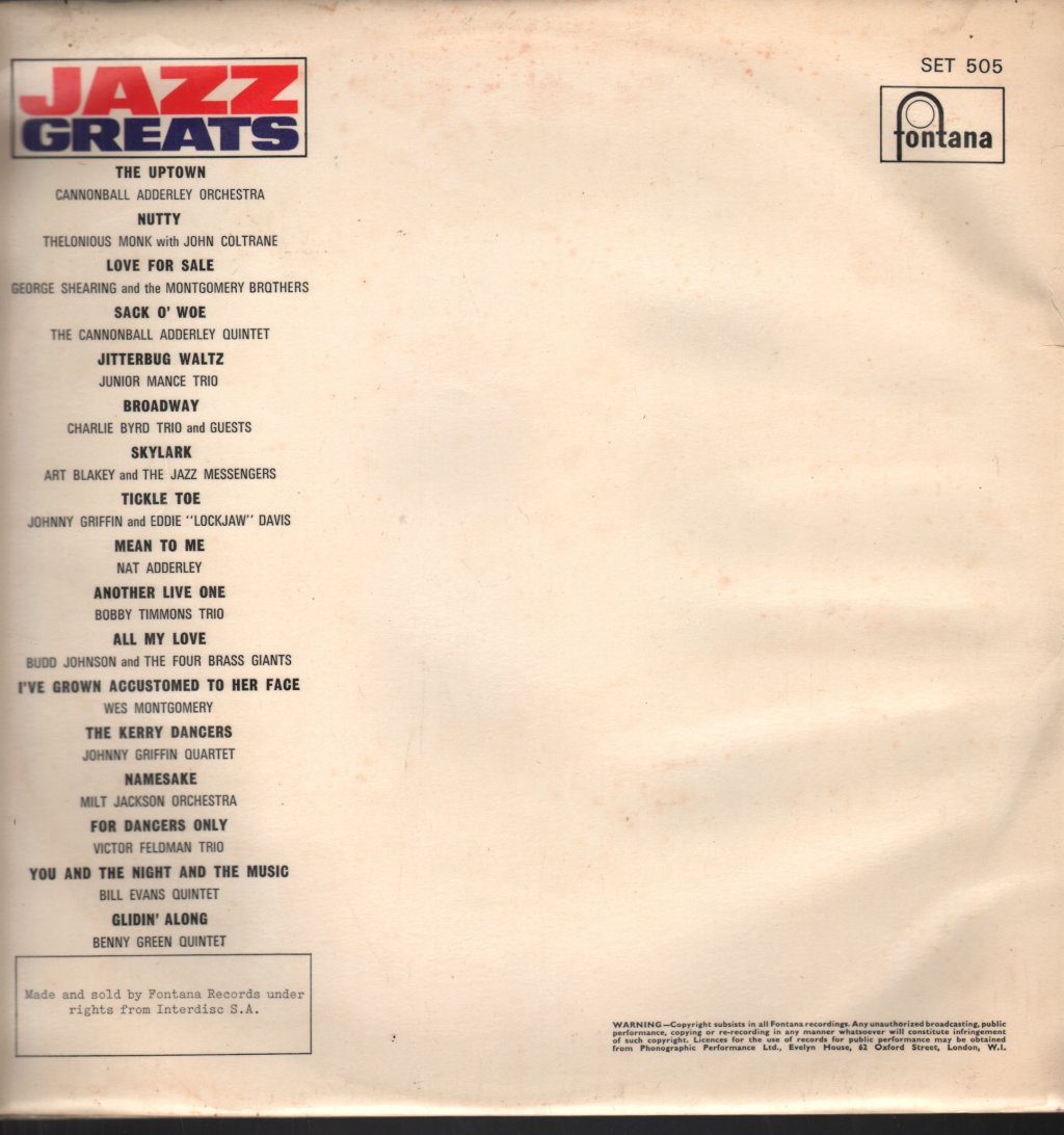 Various Artists - Jazz Greats - Double Lp