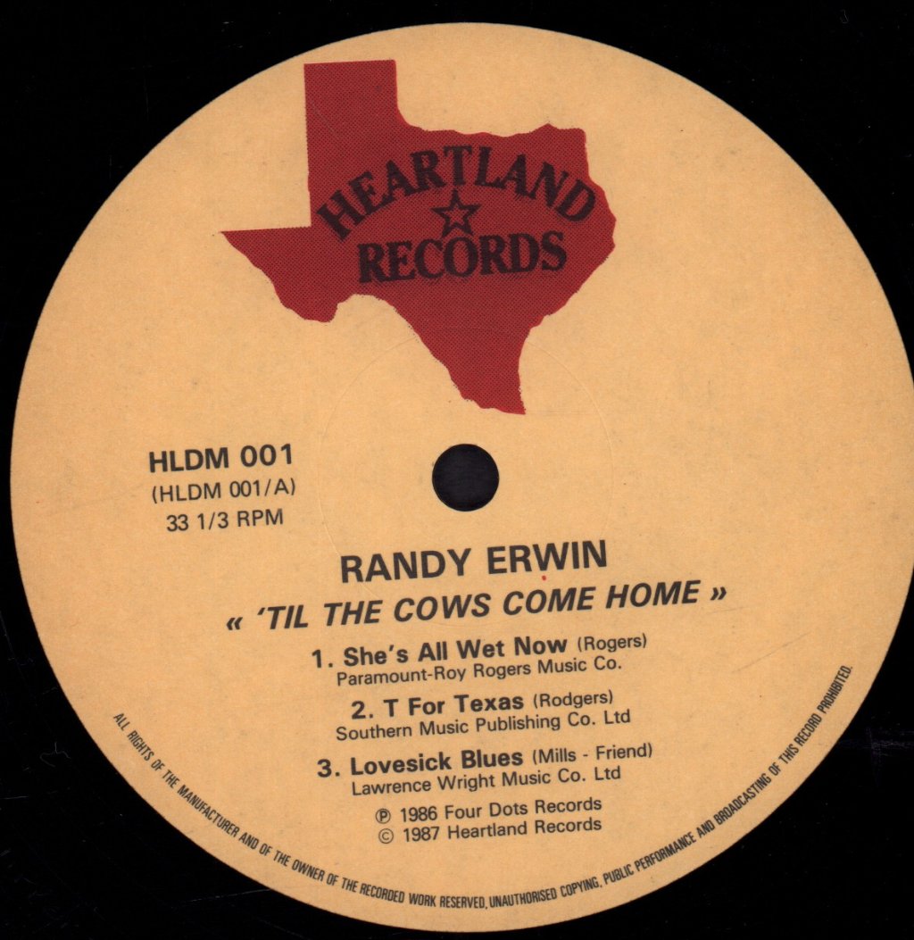 Randy Erwin - 'Til The Cows Come Home - Lp