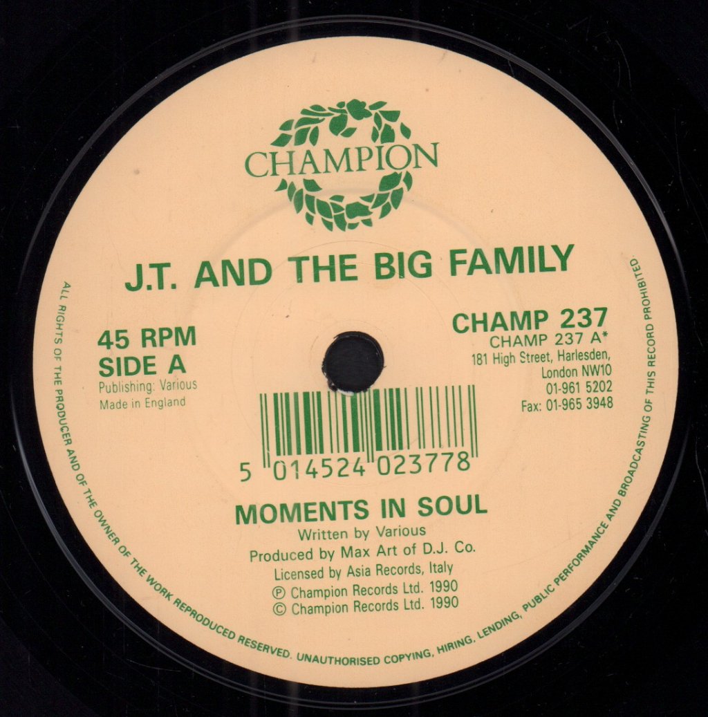 Jt And The Big Family - Moments In Soul - 7 Inch