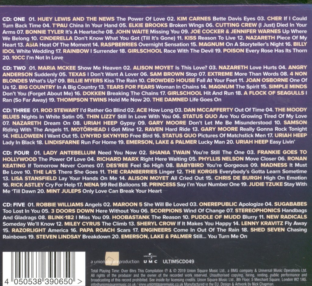 Various Artists - Power Of Love (100 Classic Power Ballads) - The Ultimate Collection - Cd Set