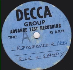 Rick And Sandy - I Remember Baby - 7 Inch