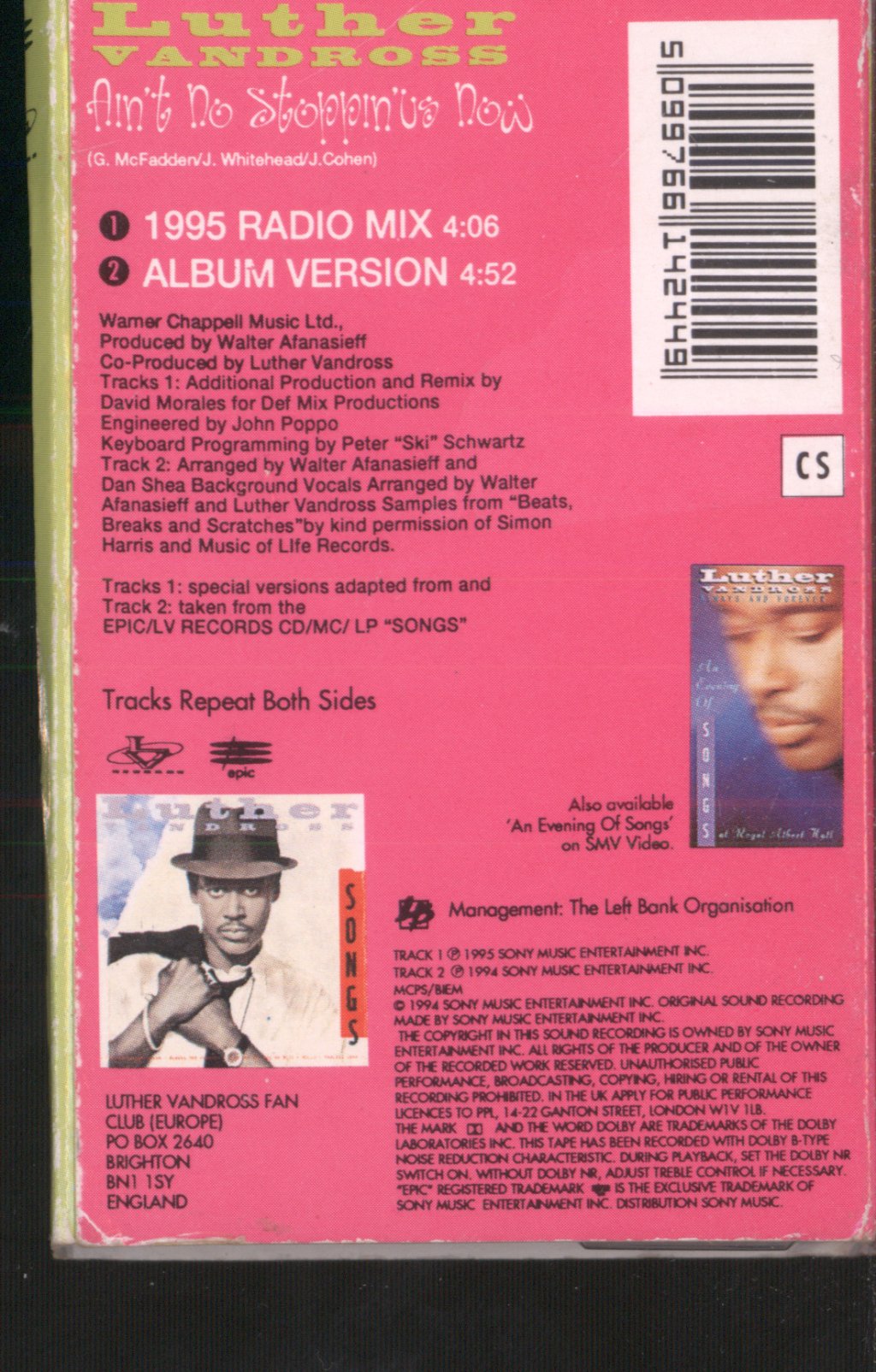 Luther Vandross - Ain't No Stopping Us Now - Cassette